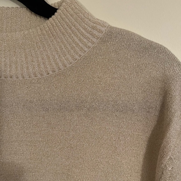 Vintage Bon Worth Metallic Gold Mockneck Short Sleeve Sweater - Picture 2 of 11